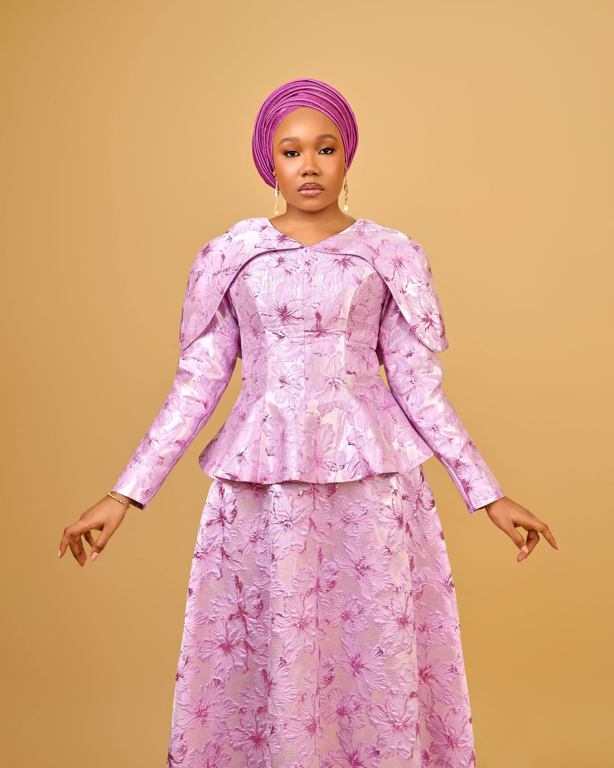 Ziya Brocade Blouse and Skirt, Lilac Orchid, angle 3