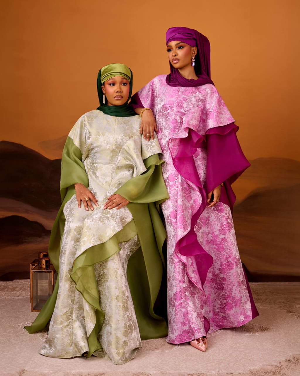 Zayn Jacquard Gown in Sage Green, Sage Green, angle 2
