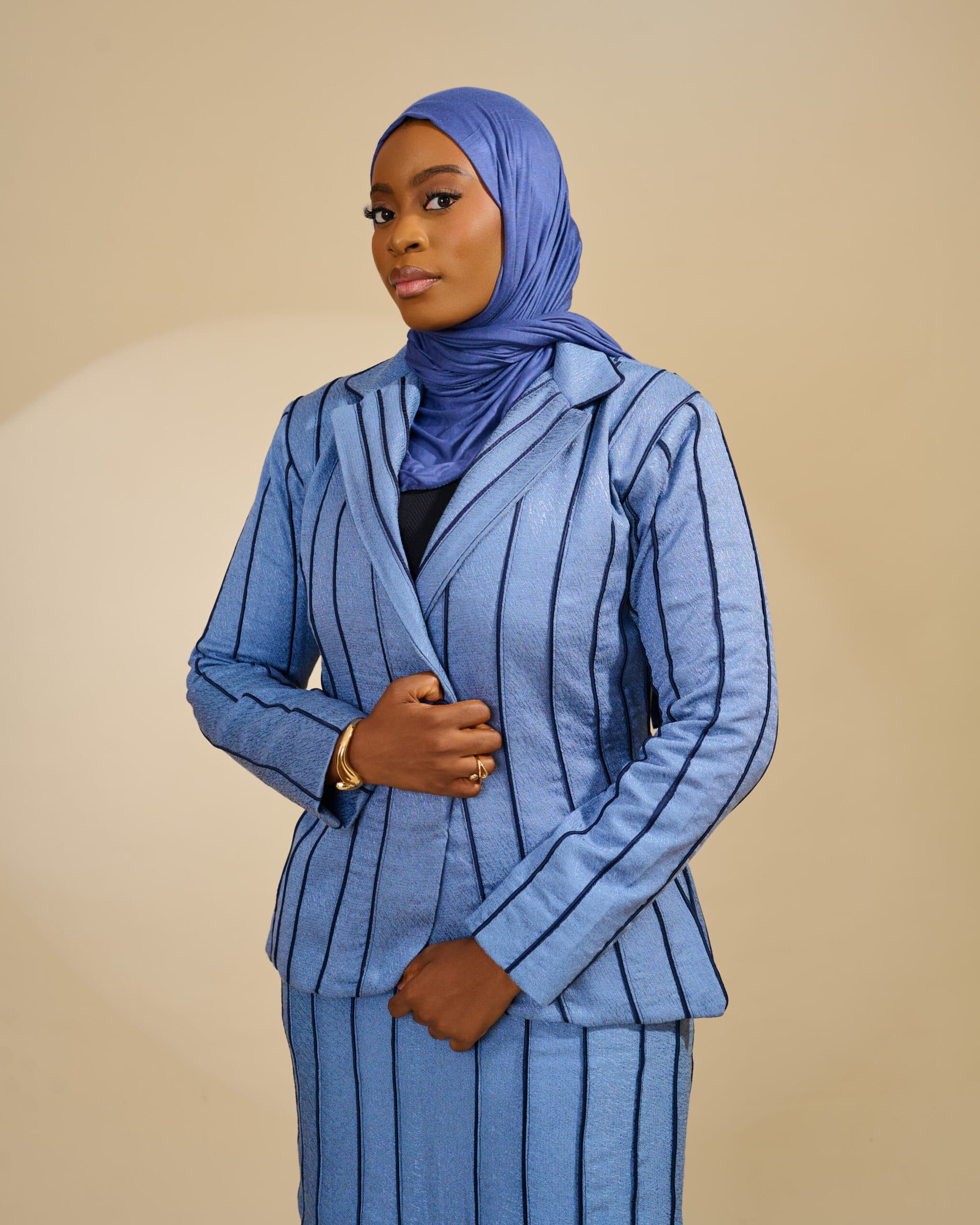 Blue Jacket & Skirt, Powder Blue, angle 2
