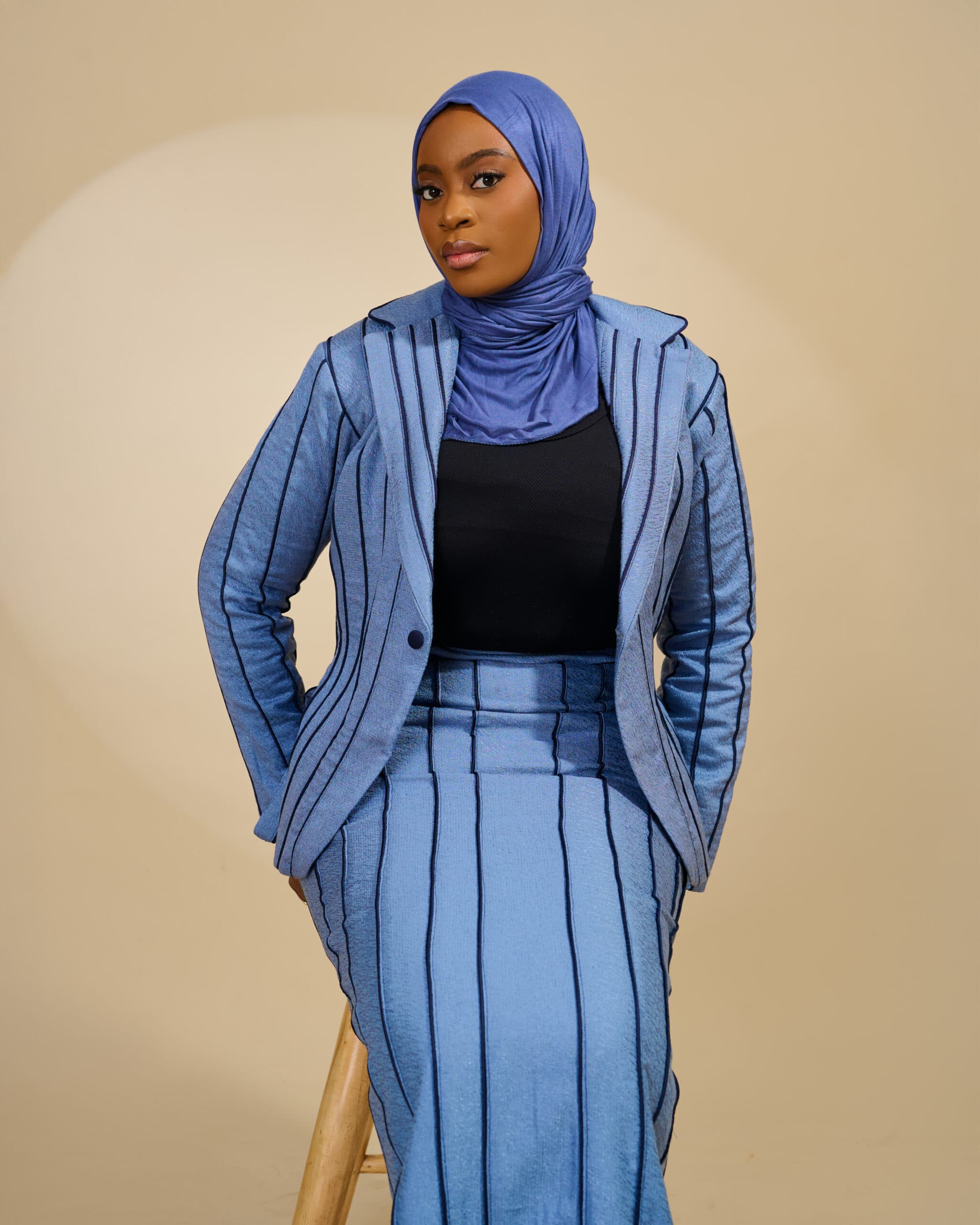 Blue Jacket & Skirt, Powder Blue, angle 3