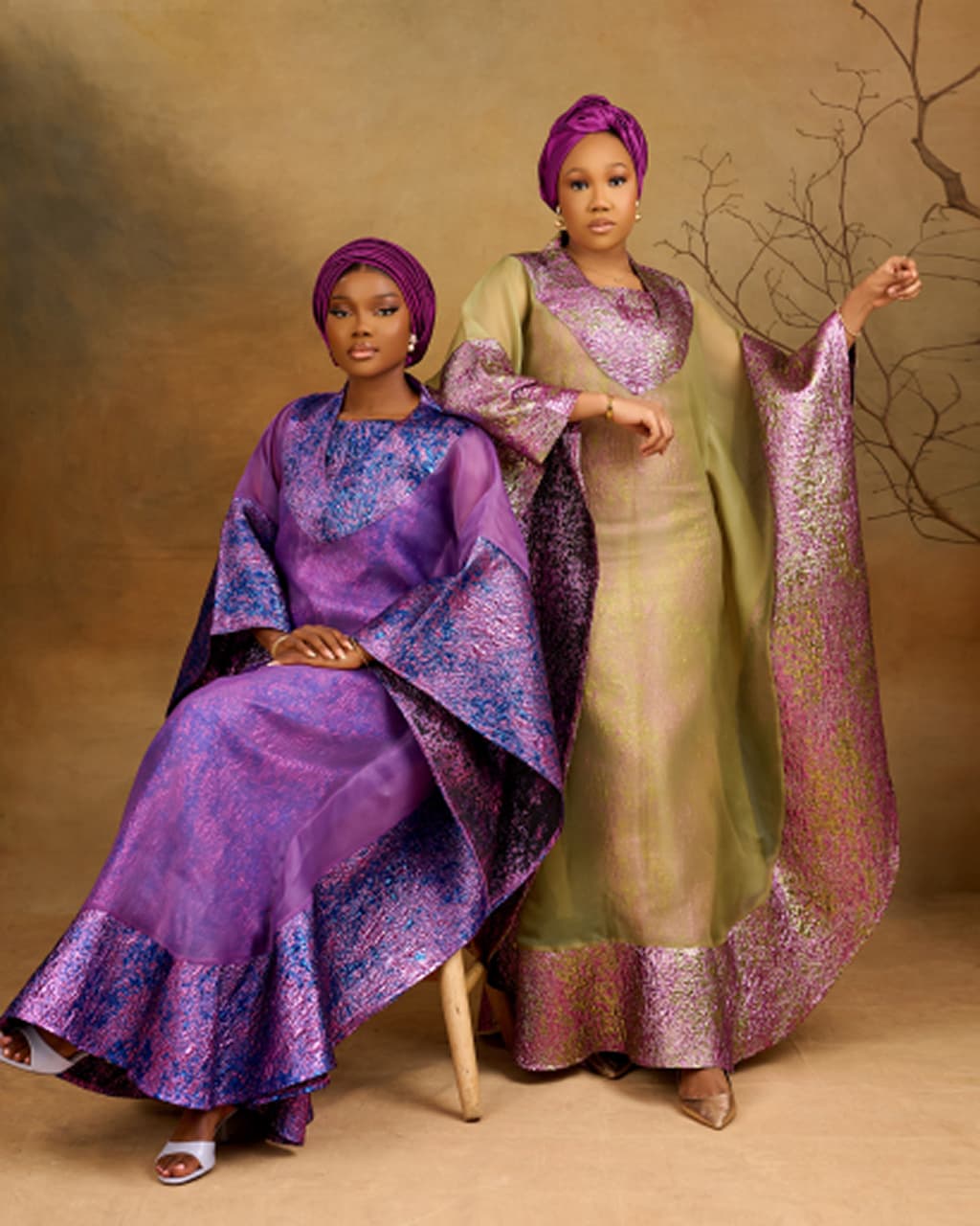 Didi Brocade Boubou in Purple, Purple, angle 3