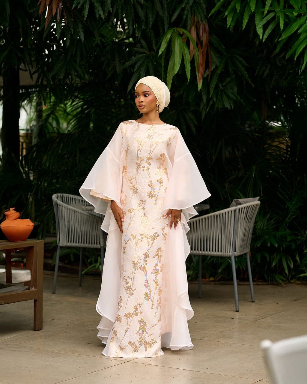 Farah Brocade Set in Ivory, Ivory, angle 3