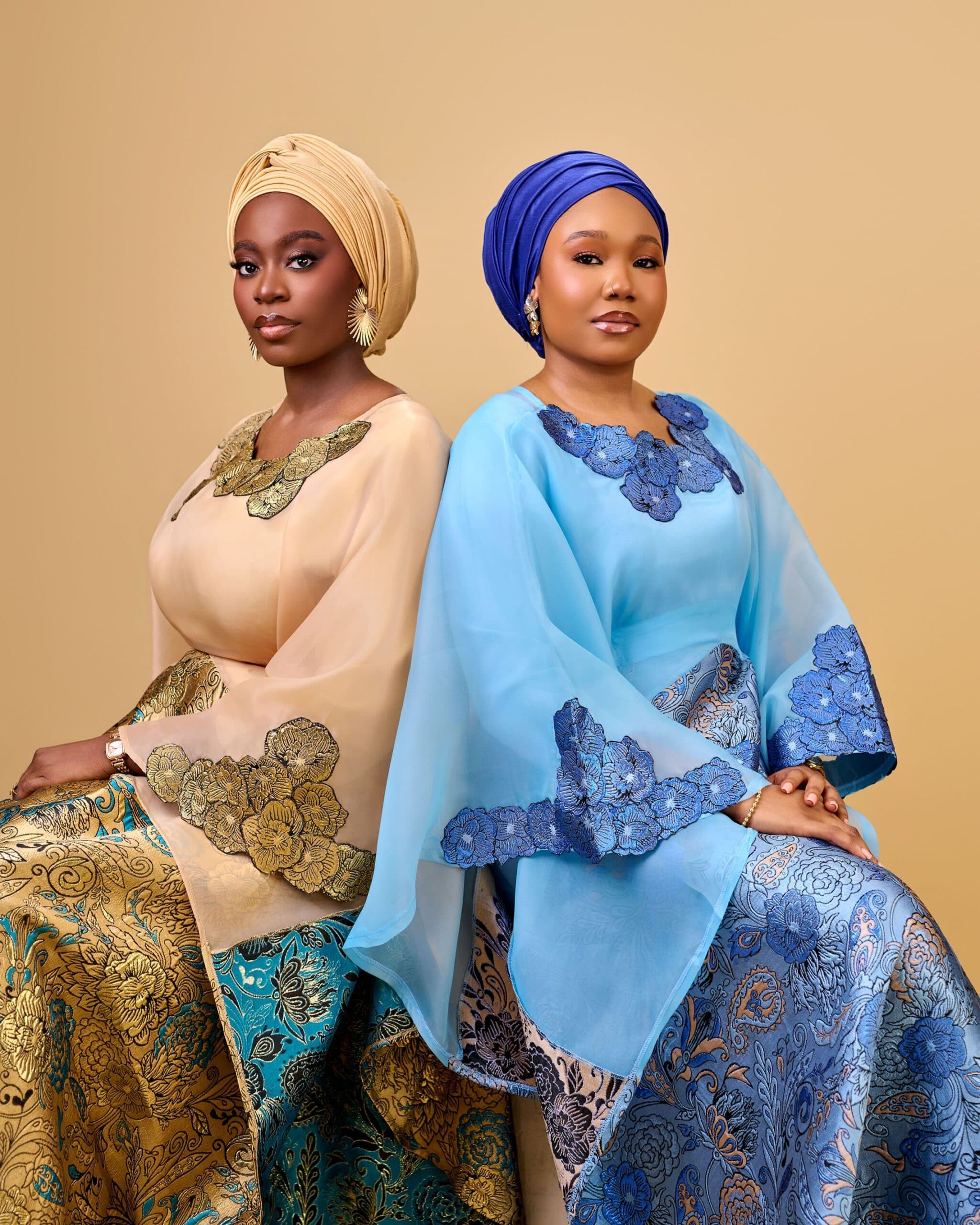 KIRA II Brocade Organza Boubou in Gold, Gold, angle 3