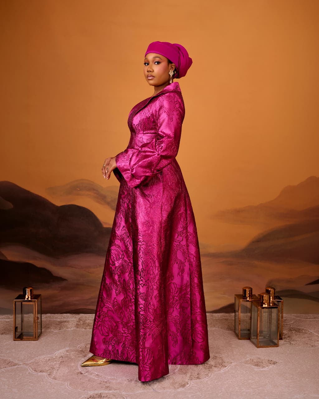 Sadau Magneta Kaftan Dress, Magenta, angle 2