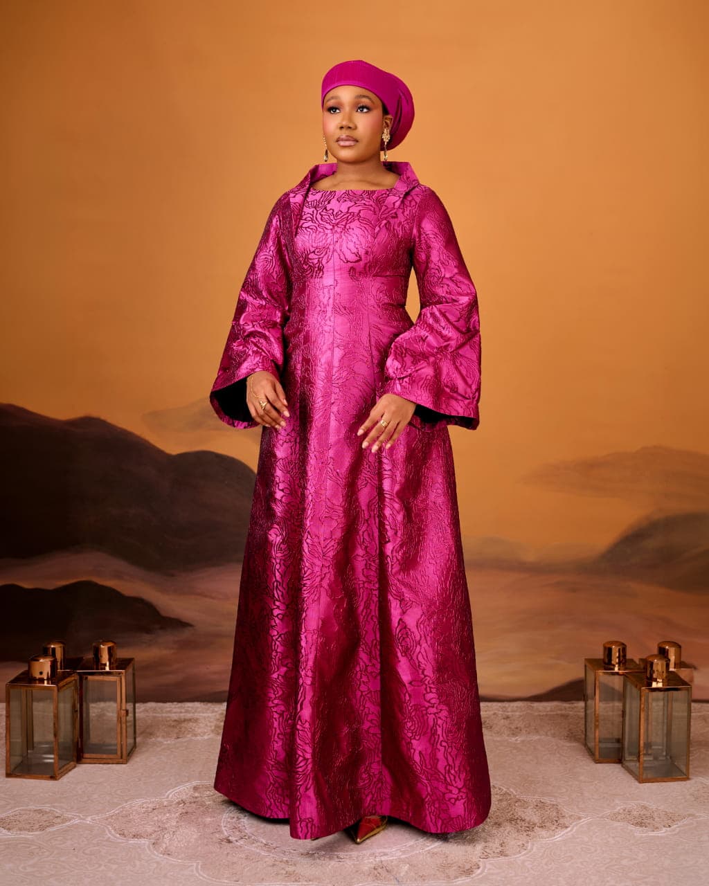 Sadau Magneta Kaftan Dress, Magenta, angle 1