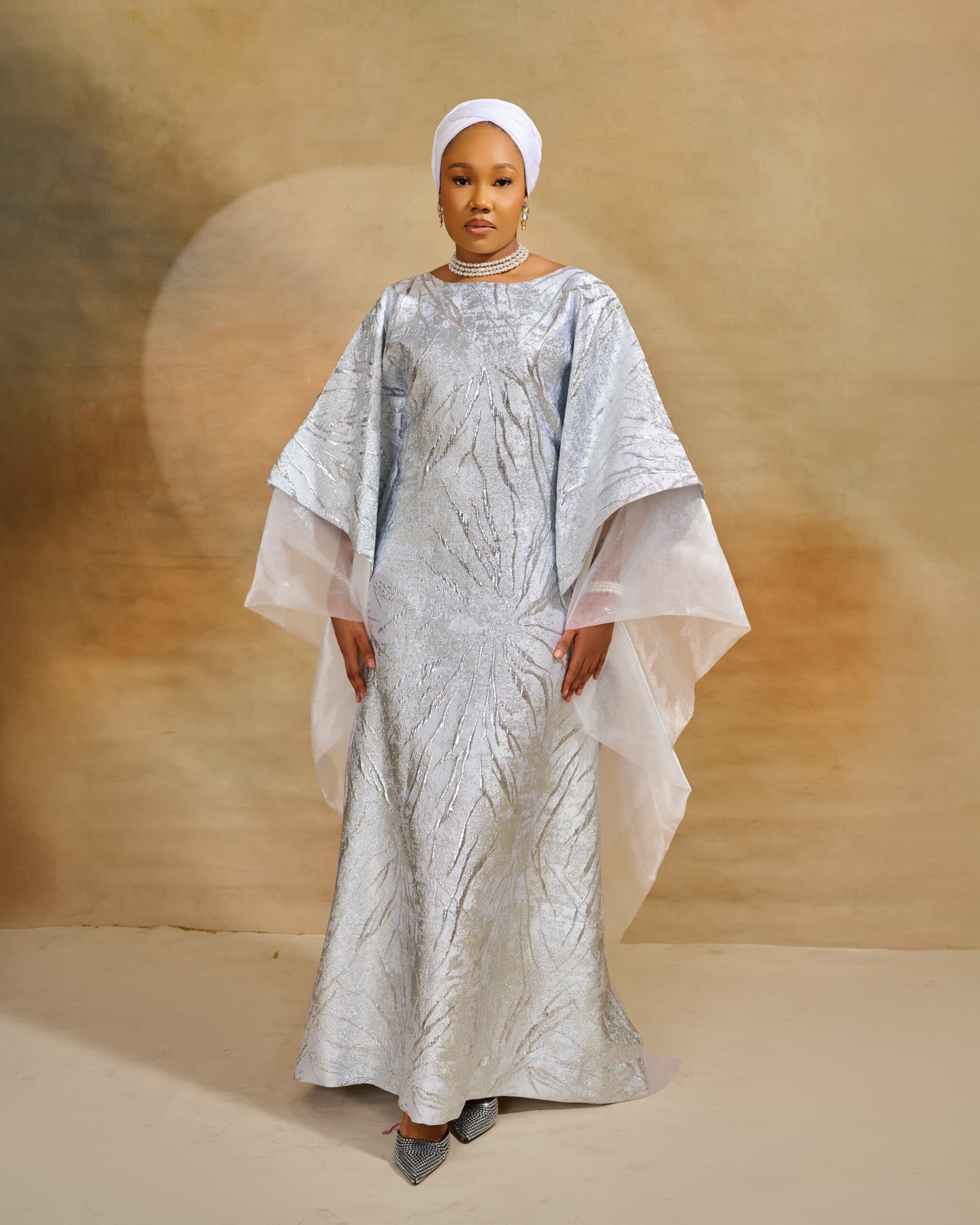 White Boubou Organza, White, angle 1
