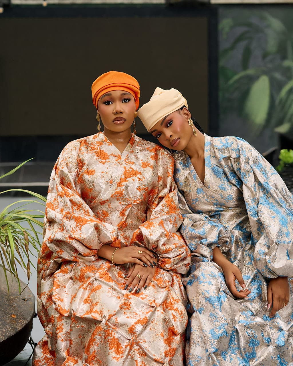 Zain Damask Boubou in Blue, Powder Blue, angle 4