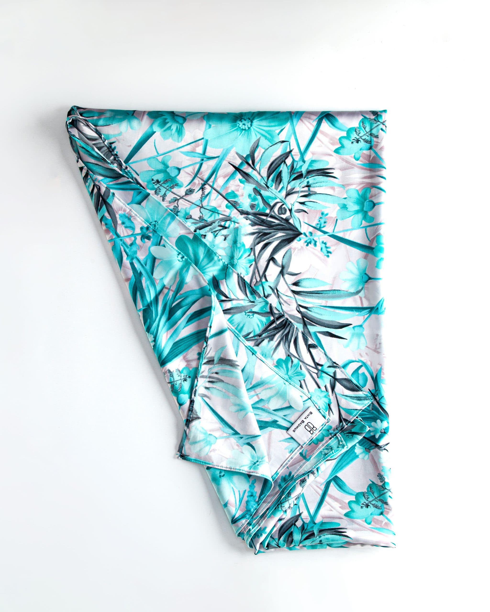 Pattern silk scarf, Teal Multicolour, angle 1