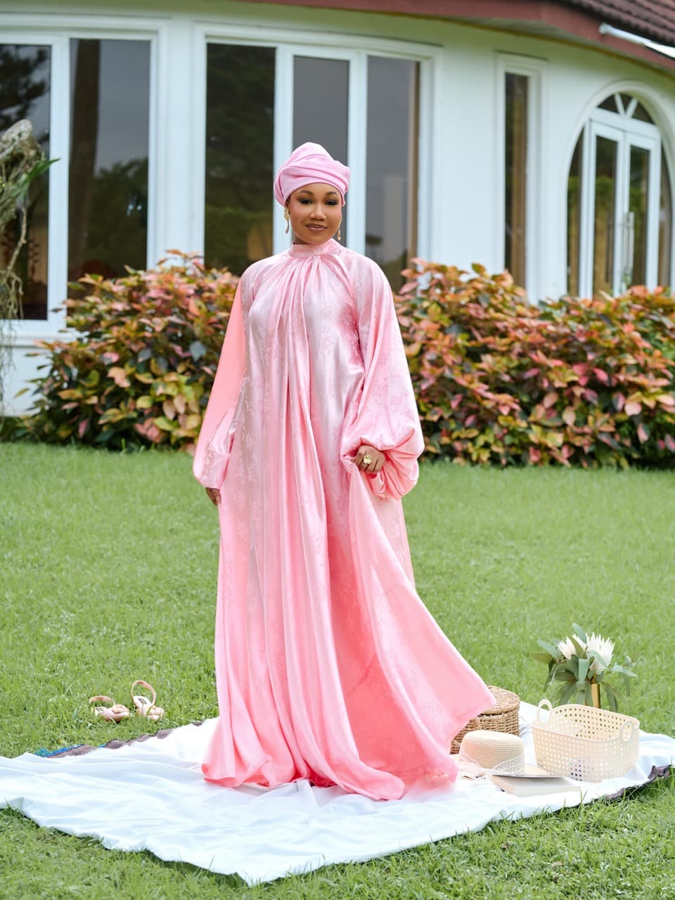 The Deejah Maxi Dress, Mustard Yellow & Peach, angle 3