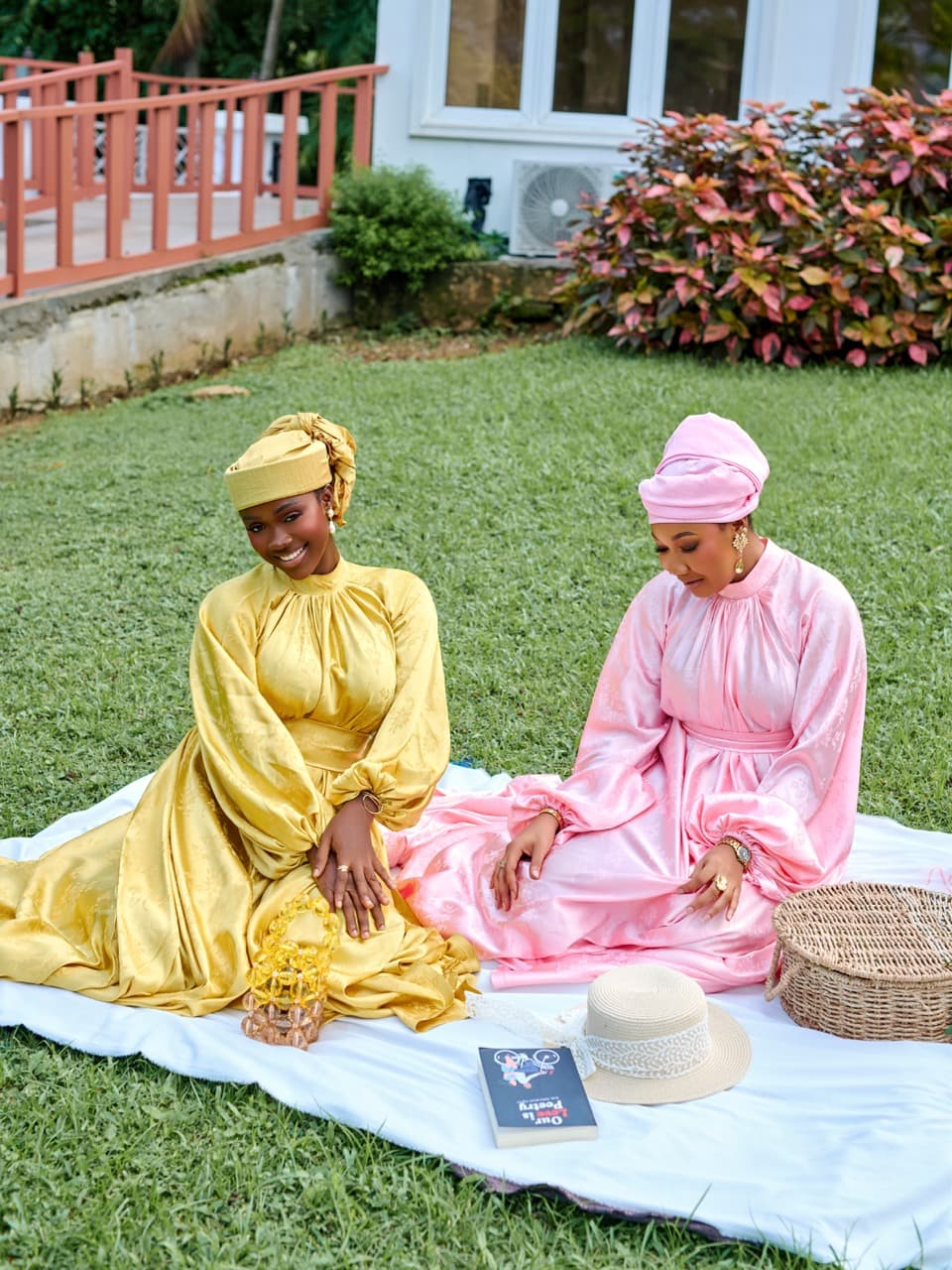 The Deejah Maxi Dress, Mustard Yellow & Peach, angle 5