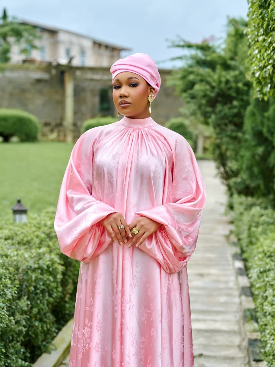 The Deejah Maxi Dress, Mustard Yellow & Peach, angle 4