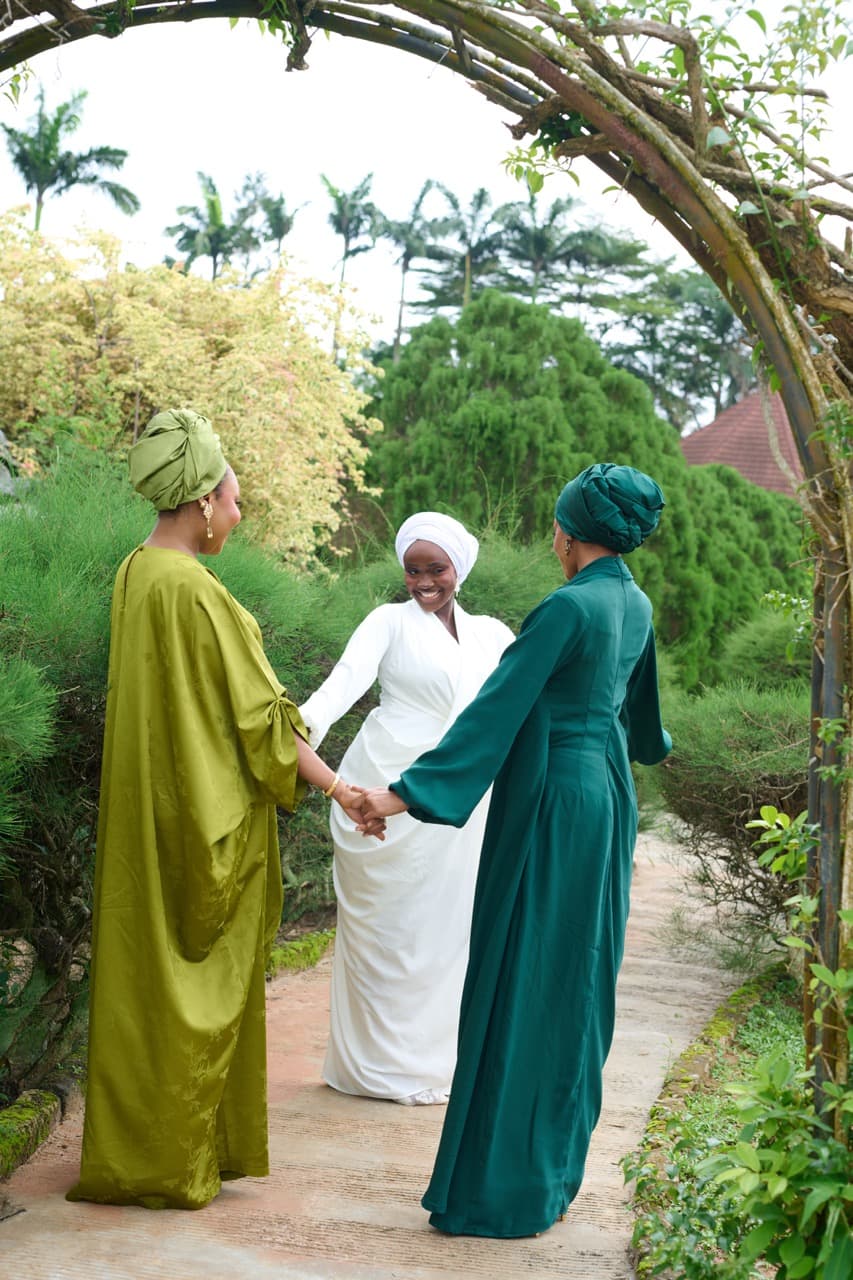 The Drape dress, White & Green, angle 6
